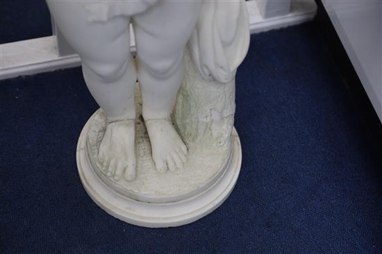A pair of 19th century Italian carved white marble figures of putti, height 31in.